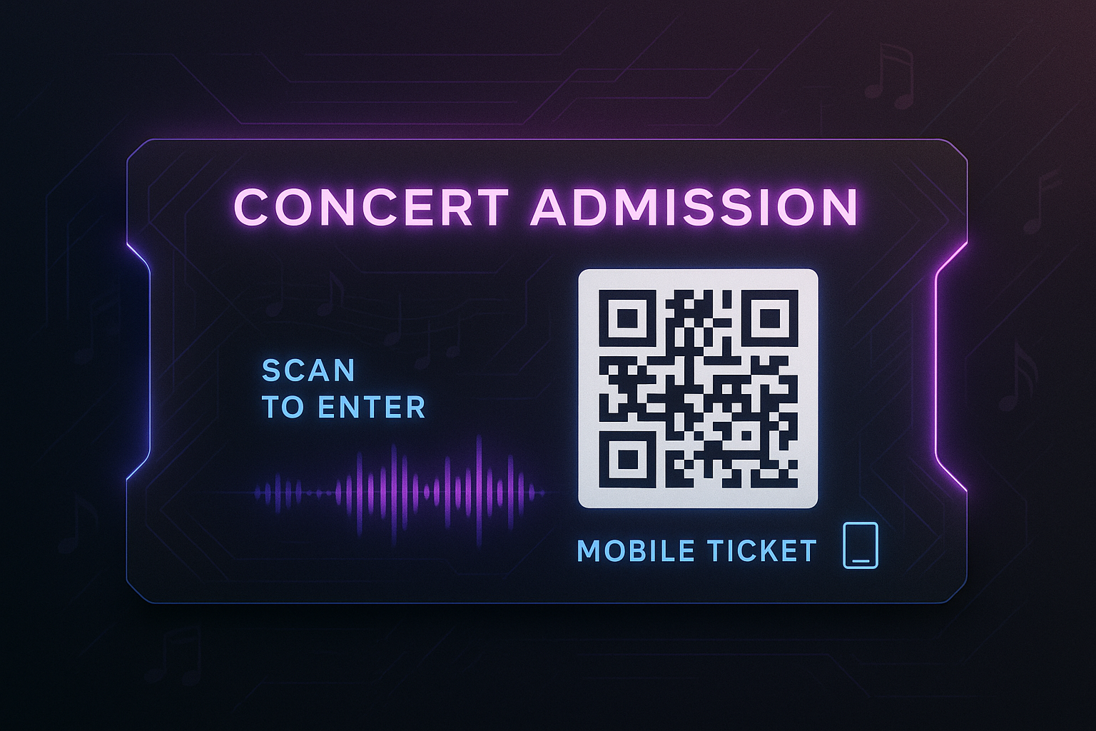 QR code music concert admission ticket